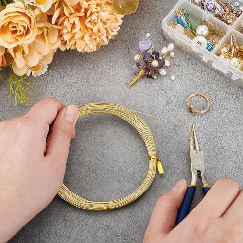 BENECREAT 65.6 Feet 23 Gauge(0.6mm) Brass Craft Jewelry Wire Gold Artistic Beading Wire Tarnish Resistant Copper Wire for Jewelry Beading Craft Making Ring Earrings DIY - size: 23 Gauge