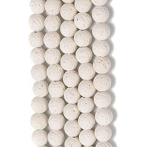Natural Gemstone Loose Beads Smooth Round Approxi 15 inch DIY Bracelet Necklace for Jewelry Making (6mm, White Lava) - color: White Lava, size: 6mm