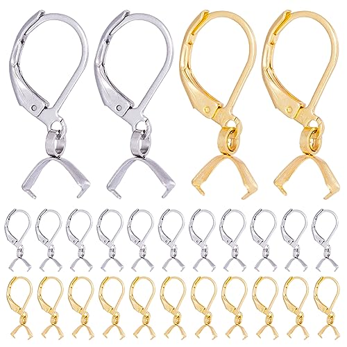 SUNNYCLUE 1 Box 40Pcs Earring Leverbacks Leverback Ear Hooks 304 Stainless Steel Leverback Earring Findings French Earring Hooks Earwires Leverbacks for Jewelry Making Accessories DIY Dangle Earrings - color: 1 Box 40pcs Earring Leverbacks With Pinch Bail