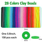 JMUQ 28 Strands Clay Beads Bracelet Making Kit, 28 Colors Friendship Preppy Flat Polymer Clay Heishi Beads for Bracelets Jewelry Making Kit, DIY Arts and Crafts Gifts - color: 28 Colors-4000PCS