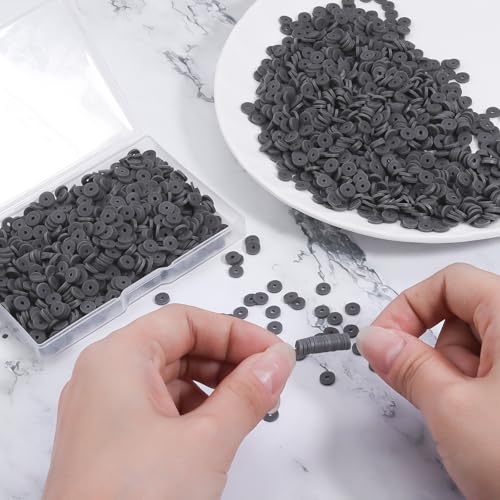 Polymer Clay Beads, 6mm Heishi Bead for Jewelry Bracelets Necklace Making 1000PCS - color: Gunmetal