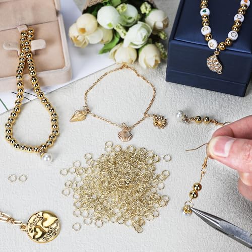 5MM 500PCS 14K Gold Jump Rings for Jewelry Making Non Tarnish Small Open Gold Filled Jump Rings for Necklace Earrings Bracelet Key Chains and DIY Craft - size: 5MM-500PCS