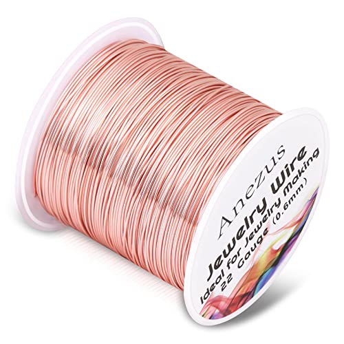 22 Gauge Jewelry Wire, Anezus Rose Gold Craft Wire Tarnish Resistant Copper Beading Wire for Jewelry Making Supplies and Crafting (Rose Gold, 49 Yards/45 Meters) - color: Rose Gold