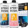 Nicpro 8 Ounce Crystal Clear Epoxy Resin Kit, Food Safe DIY Starter Epoxy Resin for Art Craft, Canvas Painting, Molds Pigment Jewelry Making, Resin Coating and Casting - size: 8 oz.