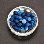 6mm Blue Stripe Agate Matte Round Natural Gematone Loose Beads for Jewelry Making DIY 1 Strand 15" - color: Matte Blue Stripe Agate, size: 6mm
