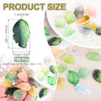 PATIKIL Glass Leaf Beads, 100Pcs Cute Crystal Leaf Charms, Translucent Czech Spacer Beads for DIY Jewelry Making Bracelets Necklace Wind Chimes Suncatchers, Black/Drak Green - color: Black/Drak Green