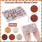 1 Box 500Pcs Frosted Acrylic Beads 8mm Matte Plastic Beads Bulk Mix Colors Coconut Brown Pastel Matte Balls Round Loose Bead for Bracelet Necklace Jewelry Making Kit Keychain Supplies - color: Coconut Brown