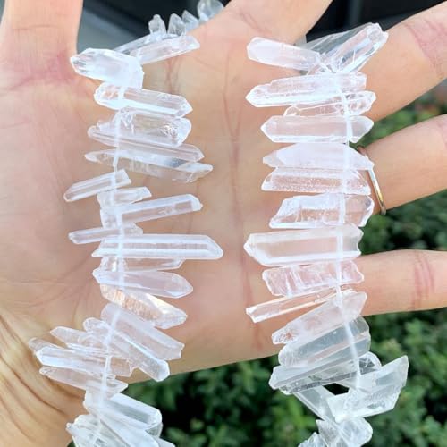 Adabele 30 Inch Natural Raw Healing Clear Crystal Quartz Gemstone Loose Beads Small Drilled Point Chakra Gem Stone Drop Stick GA1 - color: Clear Crystal, size: Small Size (30 Inch/2 Strands)