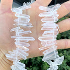 Adabele 30 Inch Natural Raw Healing Clear Crystal Quartz Gemstone Loose Beads Small Drilled Point Chakra Gem Stone Drop Stick GA1 - color: Clear Crystal, size: Small Size (30 Inch/2 Strands)
