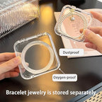 1 Pack Acrylic Bracelet Jewelry Storage Box with 12 Portable Anti Tarnish Organizers for Earrings/ring/necklace (Clear)