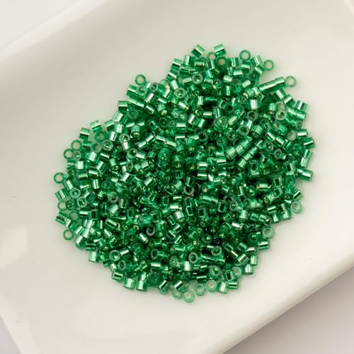 John Bead 25g Cylin Beads Emerald Silver Lined 11/0 Glass Cylindrical Seed Beads for Jewelry Bracelets Necklaces Earrings Making Embroidery - color: Emerald Silver Lined