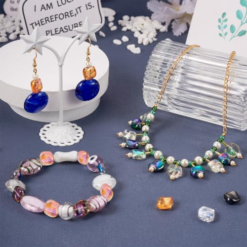 72Pcs Twisted Square Electroplate Glass Beads AB Color Square Glass Beads Crystal Loose Spacer Beads for DIY Bracelet Earring Necklace Jewelry Making Crafts - color: Twisted Square