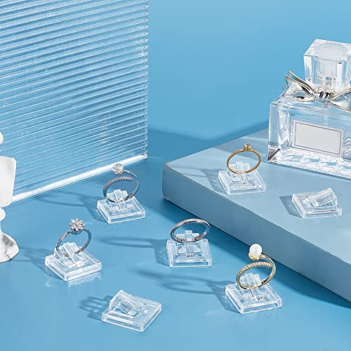 AHANDMAKER 30 Pcs Acrylic Ring Display Holder, Transparent Ring Showcase for Selling Jewelry Storage Organizer, Square - style: Square