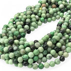 ABCGEMS African Hydrogrossular Garnet Beads AKA Transvaal Grossular Garnet (Gorgeous Black Inclusions of Chromite) Healing Energy Jewelry Making Smooth Round 10mm - color: Hydrogrossular Garnet (From Africa)