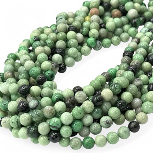 ABCGEMS African Hydrogrossular Garnet Beads AKA Transvaal Grossular Garnet (Gorgeous Black Inclusions of Chromite) Healing Energy Jewelry Making Smooth Round 10mm - color: Hydrogrossular Garnet (From Africa)