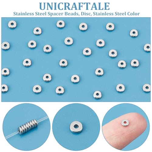 UNICRAFTALE About 200pcs Disc Spacer Beads 4mm Stainless Steel Flat Round Beads Metal Bead Spacers Finding for DIY Beading Jewelry Making, Hole 1.2mm - size: 1.2mm Hole