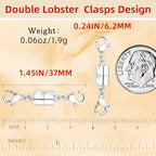 Double Lobster Clasp Magnetic Necklace Clasps and Closures 14K Gold and Silver Magnetic Jewelry Clasps Converters for Bracelet Necklaces Extender - color: 6Pcs Silver