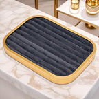 TheDisplayGuys - Aluminum Jewelry Organizer Display Tray - Faux Suede Insert - 9 Ring Holder Rows - Gold/Grey - color: Grey Suede, size: Jewelry Rows - 9, style: Aluminum - Gold