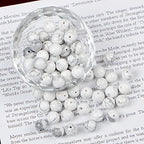 AD Beads 8mm Natural Round Loose Beads 110 Pieces, for Making 108 Mala Prayer Beads Necklace, Bracelet & Yoga Meditation, Jewelry Design (White Howlite) - color: White Howlite