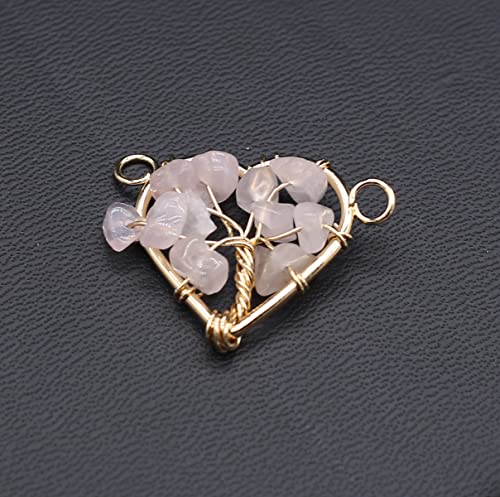 LE SKY 8 Pcs Natural Chip Stone Pendant Connectors Mixed Crystal Stone Wire hand knitting Life Tree Charms for Jewelry Making Necklace Bracelet DIY