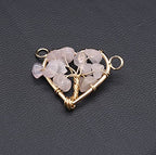 LE SKY 8 Pcs Natural Chip Stone Pendant Connectors Mixed Crystal Stone Wire hand knitting Life Tree Charms for Jewelry Making Necklace Bracelet DIY