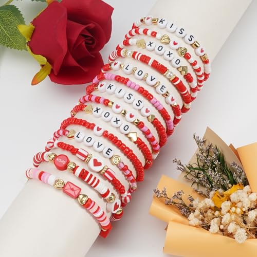 Twinfree Bohemia Beaded Bracelet for Women, Polymer Clay Stretch Bracelets - color: color 38