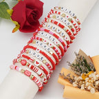 Twinfree Bohemia Beaded Bracelet for Women, Polymer Clay Stretch Bracelets - color: color 38
