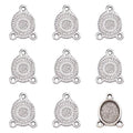 FASHEWELRY 100Pcs Tibetan Style Alloy Oval Bezel Pendant Trays 8x10mm Chandelier Components Links 3 Loops Base Connector Settings for DIY Jewelry Making - color: 8x10mm-100Pcs