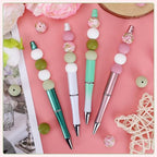 100 Pcs 15mm Silicone Beads for Keychain Making, Pink Gream Silicone Beads Bulk Round for Bracelets Pens Crafts Jewelry Making (Pink Green) - color: Pink Green