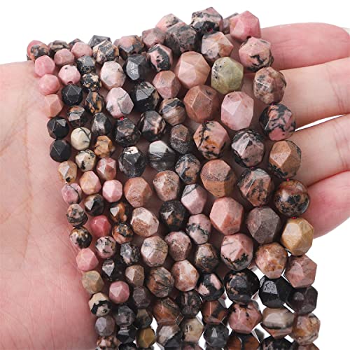 BEADIA Faceted Natural Rhodochrosite Stone Round Beads 8mm 36cm/Strand for Jewelry Making - color: Rhodochrosite, size: 8mm