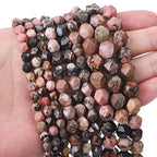 BEADIA Faceted Natural Rhodochrosite Stone Round Beads 8mm 36cm/Strand for Jewelry Making - color: Rhodochrosite, size: 8mm
