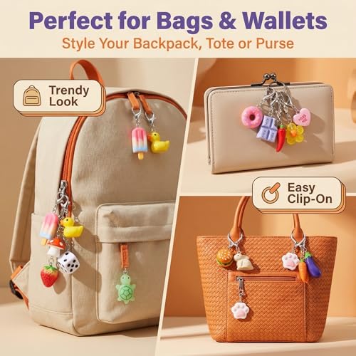 KJML DIY Cute Keychain Charms Bulk 30pcs Pendant Charms for Keychain Making Mini Resin Charm for Funny Keychains Bag Charm Purse Backpack Jewelry Making - color: Mix Random