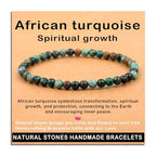 AD Beads Handmade Gemstone Stretch Elastic Bracelet Crystal Healing Reiki Nature's Beauty and Spiritual Essence Unisex - color: African Turquoise (Spiritual Growth), size: 4mm