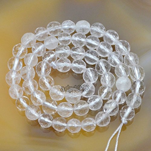 AD Beads Natural Smooth & Faceted Clear Quartz Gemstone Round Loose Beads 15.5" 4mm 6mm 8mm 10mm 12mm 14mm (6mm, Faceted) - color: Faceted, size: 6mm