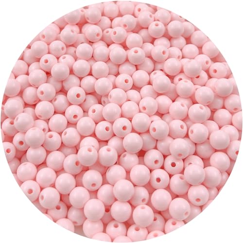 120Pieces 12MM Acrylic Round Beads Round Acrylic Balls Chunky Beads Smooth Spacer Plastic Pastel Beads Craft Beads for Necklace and Bracelet Making Crafting Supplies(178-light Pink) - color: 178-light pink, size: 12MM