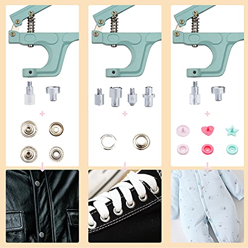 LYNDA Plastic and Metal Snap Buttons with Snaps Pliers Set,300 Sets Plastic and Metal Snap Buttons for Sewing and Crafting (Green) - color: Green