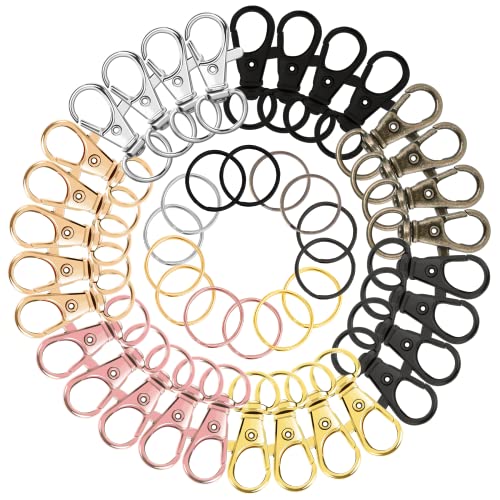 AUGSUN 100PCS Swivel Clasps Lanyard Snap Hooks with Key Rings, Key Chain Clip Hooks Lobster Claw Clasps for Keychains Jewelry DIY Crafts (Multicolor) - color: Multicolor