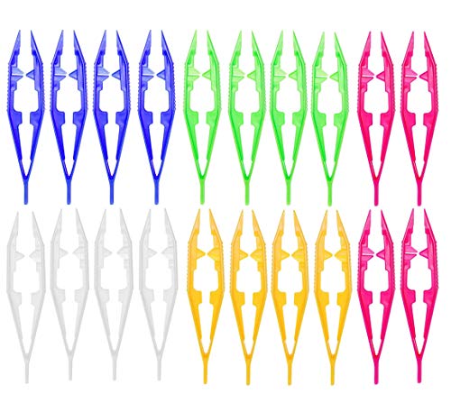 20 Assorted Colors Plastic Tweezers, 4.3Inch Craft Forceps for Beading Projects Craft for Handmade DIY Crafts Jewelry Making Adult Family Home Classroom Use Creative Tools
