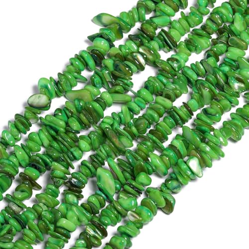 Chip Shell, 260pcs 5-8mm Irregular Shell Beads with Holes, Green Shell & Peridot Like Chip Beads for Jewelry Making - color: Green
