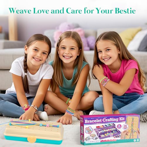 TingingYuli Friendship Bracelet Making Kit for Girls 8-12, DIY String Bracelet Maker with 3-Layer Storage Box, Arts and Crafts for Kids Ages 6-12, Easter Christmas Birthday Gift Set - color: Yellow/Blue