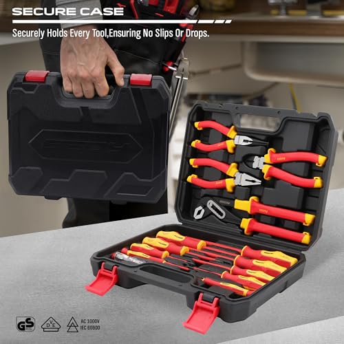 Insulated Screwdriver & Pliers Set: 14-Piece VDE Insulated Set 1000V Insulated Electrician Tool Set with Magnetic Phillips, Slotted Screwdrivers and Insulated Pliers - style: 14 PCS VDE All-in-One + Pliers