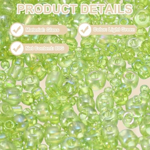 MECCANIXITY 15/0 11/0 8/0 6/0 Glass Seed Beads 1.5mm/2mm/3mm/4mm Loose Seed Beads for Jewelry Earring Bracelet Craft Making, 5888PCS, Light Green - color: Light Green
