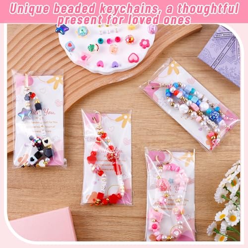 Wurosi 865 Pcs Bead Keychain Kit, DIY Bead Keychain Making Kit, Bag Charm Kit with Acrylic Heart Flower Alphabet Beads Key Chain Supplies for Jewerly Making Kit - color: 865 Pcs Bead Kit
