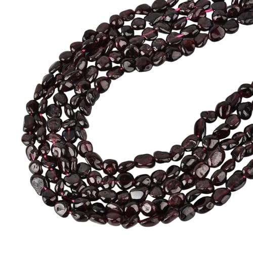 HAAMIIQII Natural Red Garnet Pebble Stone 5-8mm Small Irregular Freeform Tumbled Loose Gemstone Beads for Jewelry Making Strand 15 Inch (45-50pcs) - color: Garnet
