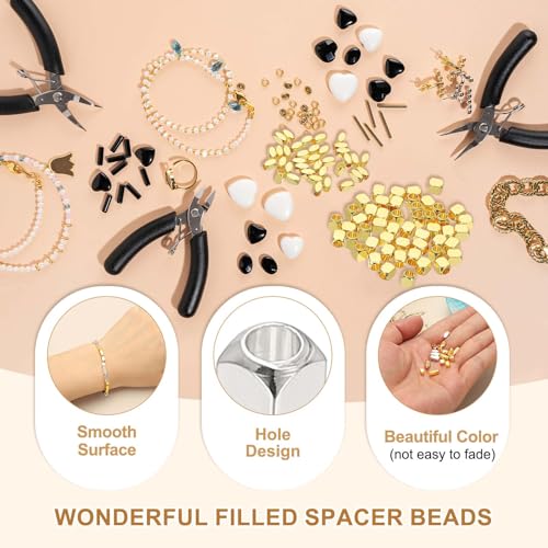 PATIKIL 4x4mm Filled Spacer Beads, 50Pcs Metal Smooth Faceted Tube Tiny Loose Beads for Bracelet Jewelry Making Necklace DIY, Silver - color: Silver, size: 4x4mm