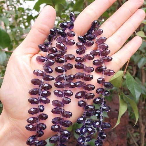 200pcs Czech 12mm Faceted Teardrop Briolette Crystal Glass Loose Beads Pendant Drop Spacer Bulk Amethyst Purple for DIY Jewelry Making CCT2-27 - color: Amethyst, size: 12x6mm - 200pcs