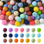 LiQunSweet 100 pcs 14-15mm Chunky Round Bubblegum Silicone Beads Imitated Woven Honeycomb Beads for DIY Jewelry Bracelet Necklaces Earring Making Keychain Crafts - color: Round Silicone Honeycomb Beads_100 Pcs