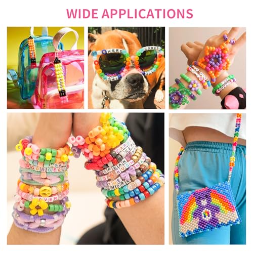 Pastel Pony Beads 1000+pcs Acrylic Kandi Beads Refill Plastic Pony Bead for DIY Crafts Braids Bracelets Mixed Macaron Color - color: Pastel Macaron