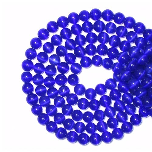 MJDCB 30pcs Sapphire Blue Cat Eye Stone Beads 12mm Round Crystal Loose Bead for Jewelry Making DIY Bracelets Necklace - color: Sapphire Blue, size: 12mm(30pcs)
