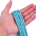 BEADIA Natural Blue Turquoise Spacer Beads Caps Loose Semi Gemstone for Beading Jewelry Making 6mmx3mm 38cm - color: Blue Turquoise, size: Round 6mm x 3mm